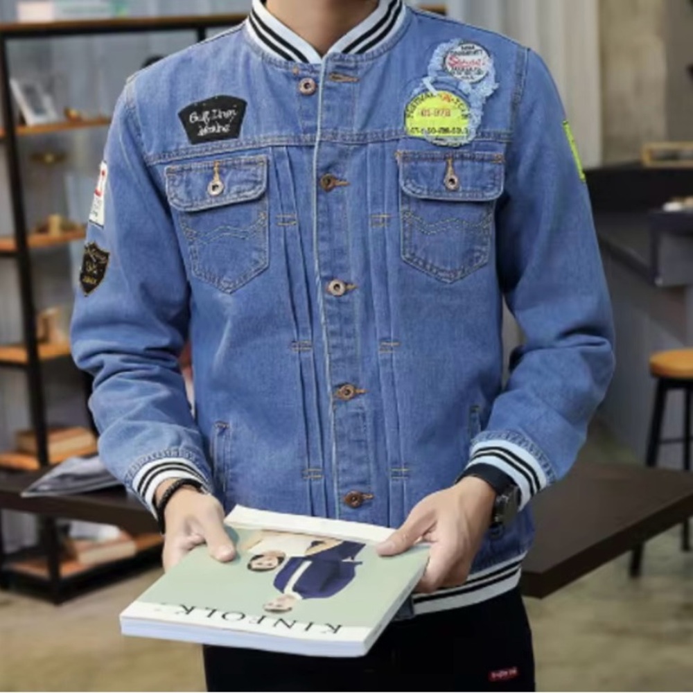 Fashion Jeans Unisex  Patched Denim Jacket | XL | Blue NEW!!